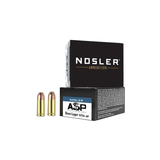 Nosler ASP Suppressor Ready Handgun Ammunition 9mm Luger 147gr JHP 950 fps 20/ct